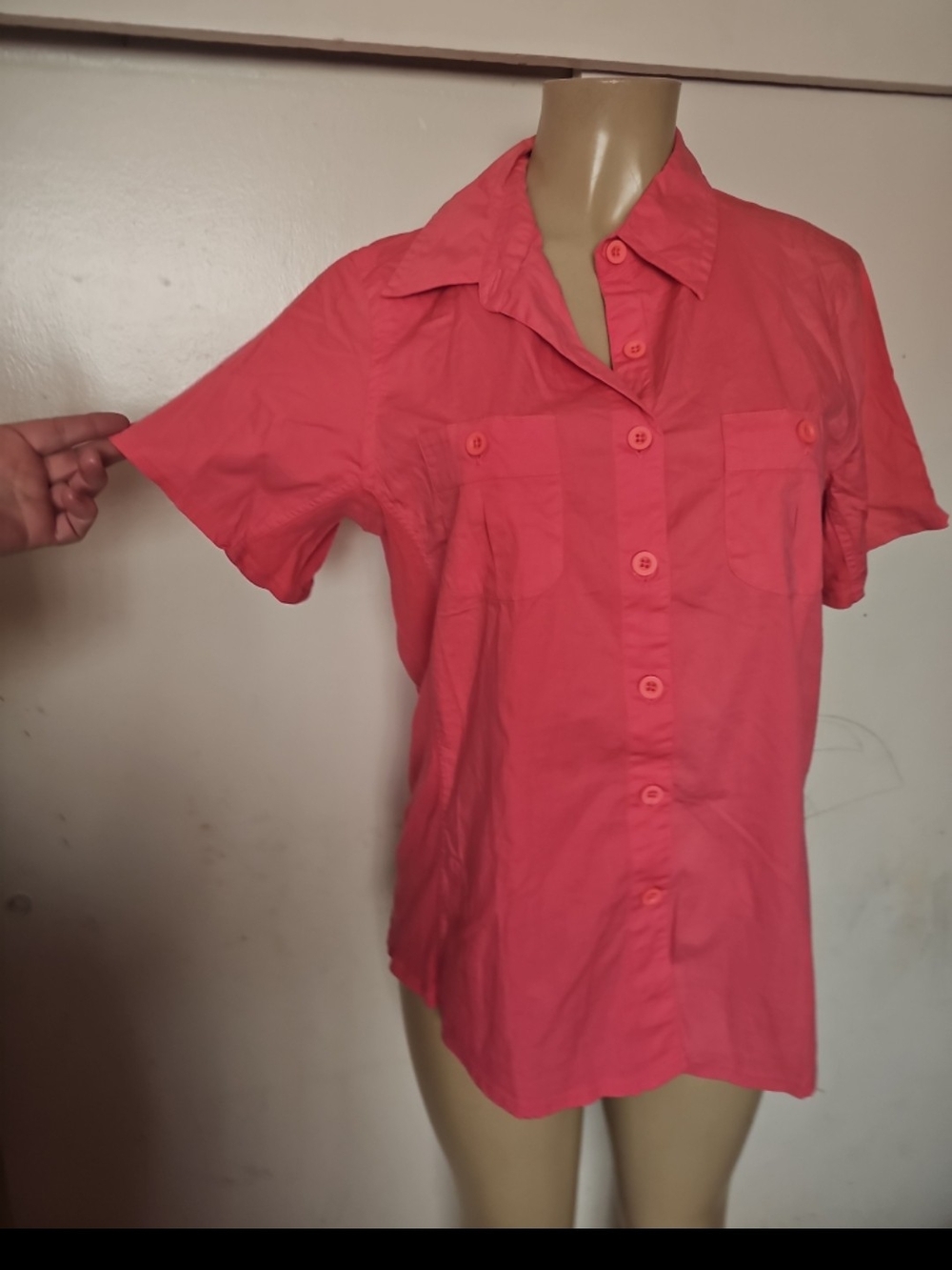 Basic Editions Coral Pink Button-Up Top
